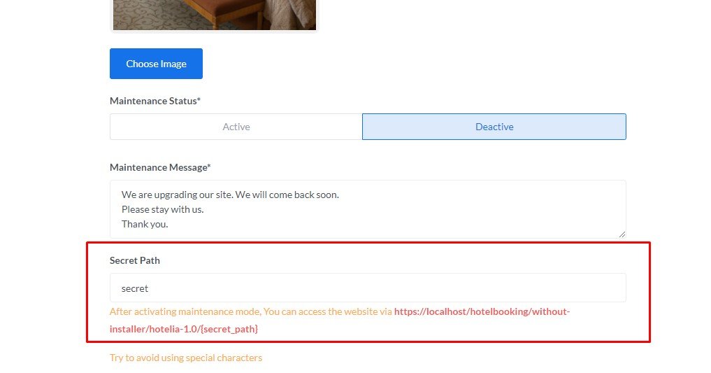 Maintenance Secret Path